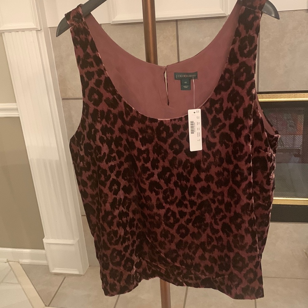 NWT J.CREW VELVET LEOPARD PRINT TANK SIZE 16